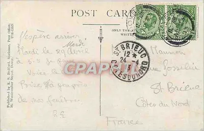 Dover Castle — widok panoramiczny — wydane przez R. S. Bedford, Urząd Pocztowy, 16a Woolcombe Street, Dover — Rewers