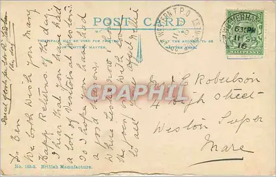 Cena pastoril com carneiros — carta de aniversário — fabricação britânica, n° 183-8 — Verso