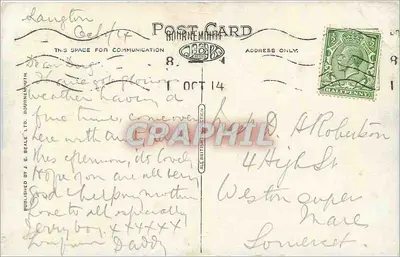 Bournemouth: East Cliff — vista da praia e do porto — J. E. Beale Ltd. n°42239 — Verso