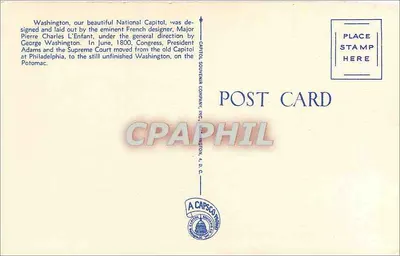 O Capitólio dos Estados Unidos, Washington D.C. — Carta de Correspondência para Pessoas Ocupadas — A CAPSCO PRINTING CO. — Verso