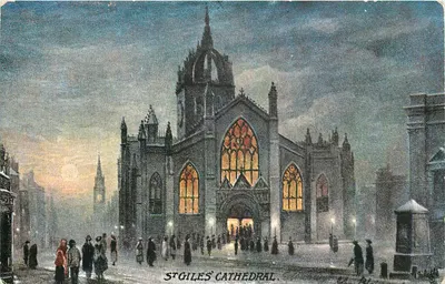 Catedral de St Giles — vista noturna — editor desconhecido, n° de série 62.81
