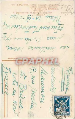 F. Chopin komponujący «Les Préludes» — L. Balestriéri — wydawca L. Balestriéri, nr 1245 — Rewers