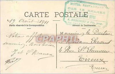 Ogólny widok Mont-Blanca z Salève — Hotel Treize Arbres. A. Hercourt — Rewers