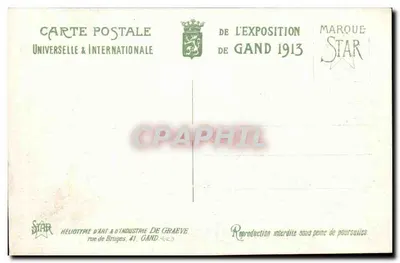 Exposição Universal de Gand - 1913 — O Pavilhão das Máquinas — editor STAR — Verso