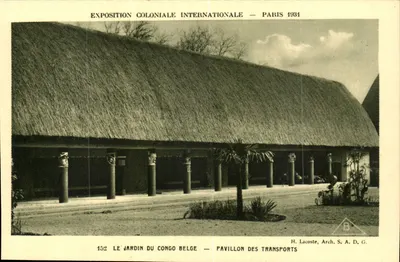 Exposição Colonial Internacional — Paris 1934 — O Jardim do Congo Belga — Pavilhão dos Transportes
