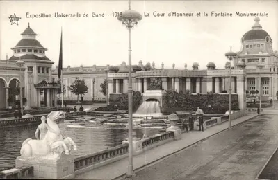 Exposição Universal de Gand - 1913 — A Cour d'Honneur e a Fontaine Monumental — Editor STAR