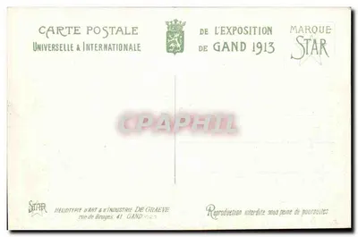 Exposição Universal de Gand - 1913 — A Cour d'Honneur e a Fontaine Monumental — Editor STAR — Verso