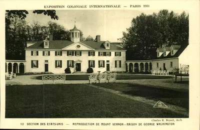 Casa de George Washington — Reprodução de Mount Vernon — Exposição Colonial Internacional — Paris 1931