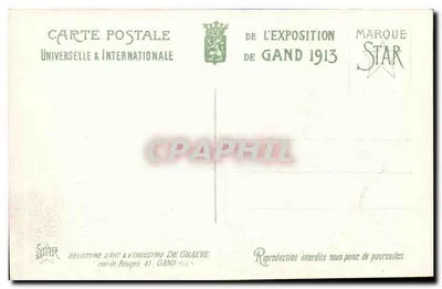 Exposição Universal de Gand - 1913 — A Cour d'Honneur — editor STAR, n° 38 — Verso