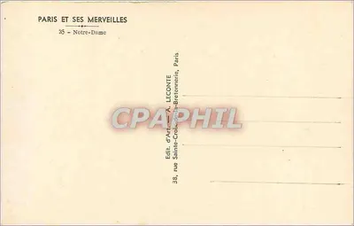 Notre-Dame de Paris — gotycka fasada — wydawca A. Leconte — Rewers