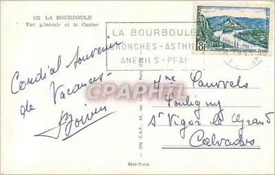 La Bourboule — Ogólny widok i Kasyno — C.A.P. (n°162) — Rewers