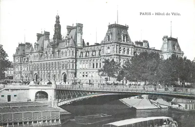 Paris - Hotel de Ville — vista do ponte e da Seine — editor