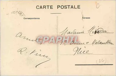 Montpellier - Place de la Comédie, Rue de la Loge — widok z Wieżowca i tramwaju — wydawca Vermouth Dessalles, n°13 — Rewers