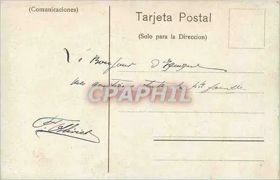 Iquique, Plaza Slava — monumento central, bandeiras, fonte — Propriedade dos Editores Mattensohn & Grimm, Valparaíso. No. 4135 — Verso