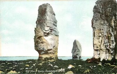 Old Harry Rocks, Swanage — vista das falésias — impresso na Suíça