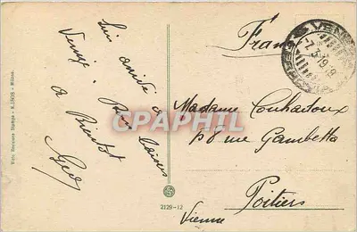 Wenecja - Pałac Ducale — widok z placu z kolumną, wydawca Vico Bertolone, Mediolan, nr 2129-12 — Rewers