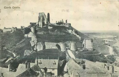Bilhete postal antigo Corfe Castle