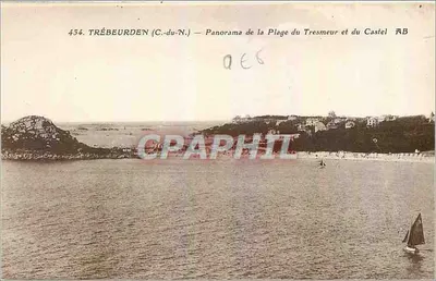 Trébeurden (C.-du-N.) — Panorama da Praia do Tresmeur e do Castelo — Phototype A. Ayame