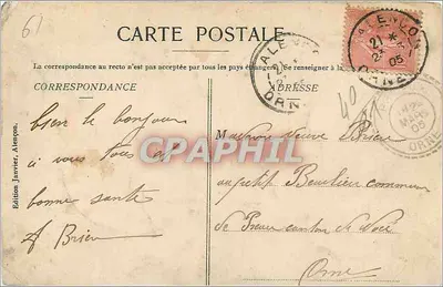 ALENÇON — widok panoramiczny w wytnych literach — Wydawnictwo Janvier, Alençon — Rewers