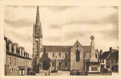 Landivisiau (Finistère) — A Praça da Igreja — J. Rozais, editor, Nantes