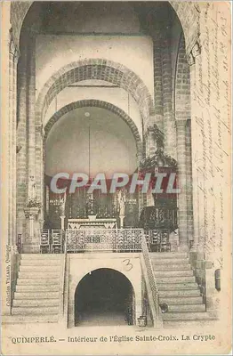 Quimperlé — Interior da Igreja de Santa Cruz. A Cripta — Coleção Yuliano, Quimper