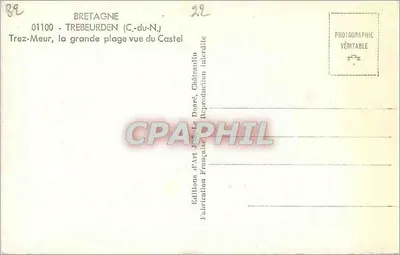 Trez-Meur, wielki plażowiec widok z zamku — Bretagne, 01100 — Éditions d'Art José Doaré — Rewers