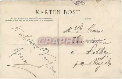 Bilhete postal antigo Carhaix A Estátua da Torre de Auvergne — Verso