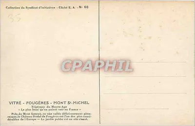 Fougères — no meio dos perigosos escarpes das rochas de S'-Sulpice. Balzac 'Les Chouans' — Verso