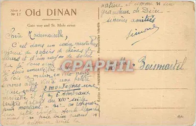 Dinan - Porta e Rua St-Malo — Edição M. Pambrun, série 17 — Verso