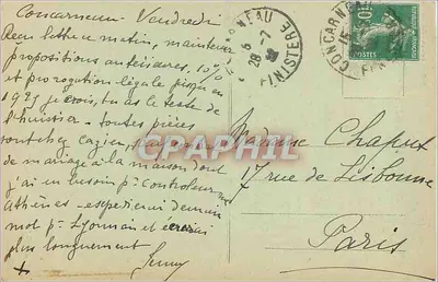 Concarneau — Entrada da Cidade Fechada - O Sino — editor Villeneuve Quimper — Verso