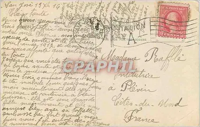 Pássaro azul em galho de pinheiro — carta de vœux de Natal — editor desconhecido — Verso