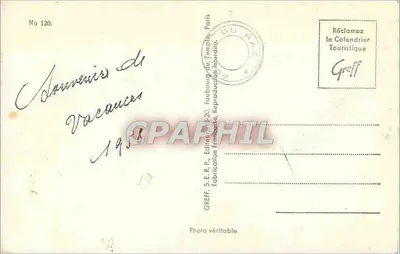 Pamiątki z Finistère — Panoramowa kartka pocztowa z 12 miniaturami — Wydawca Greff, nr 120 — Rewers