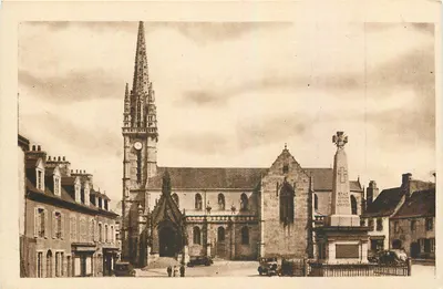 Landivisiau (Finistère) — A Praça da Igreja — J. Nornis, editor, Nantes