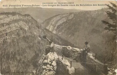 Fronteira Franco-Suíça — As Gorges do Doubs vistas do Belvédère das Recrettes — Ed. L. Gaillard, Besançon, n° 647