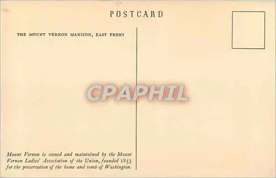 Mansão de Mount Vernon — Frente Leste — M.V.L.A. 1938 — Verso