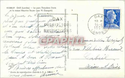 A Cigogne — Dax (Landes) — Ed. S.P.A. PARIS — Verso
