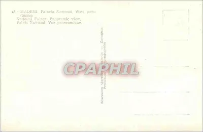 Madryt. Pałac Narodowy — widok panoramiczny — Wydawnictwo Zúñiga — Rewers