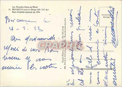 Briançon pod śniegiem (Wys. 1321 m.) — Most Asfeld zbudowany w 1734 — Ryner — Rewers