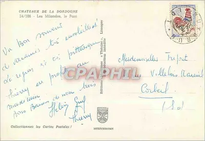 Zamek w Dordognie — Les Milandes, park — wydawnictwo Théolac — Rewers