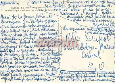 Teleferyk nad Aiguilles du Sancy — La Cigogne, nr 63.236.74 — Rewers