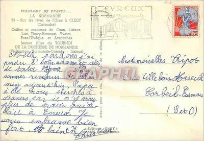 Folklore da França — A Normandia — Coiffes e trajes de Caen, Lisieux, Luc, Thury-Harcourt, Yvetot, Pont-l'Évêque e Avranches — Meninas do Torneio da Duquesa da Normandia — Éditions Gaby — Verso