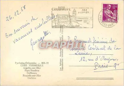 Costa Vermelha — vista panorâmica — Les Éditions Moderne d'Argelès-sur-Mer — Verso