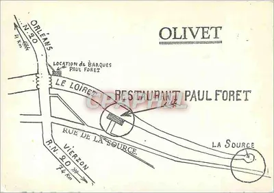 Olivet — Restaurante Paul Foret — Editor não identificado, número de série não visível — Verso