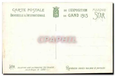 Exposição Universal de Gand - 1913 — O Pavilhão da Cidade de Antuérpia — editor STAR — Verso