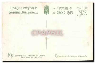 O Pavilhão da Cidade de Paris — Exposição Universal de Gand - 1913 — Editor STAR — Verso