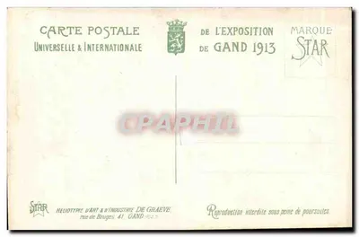 O Pavilhão da Cidade de Paris — Exposição Universal de Gand - 1913 — Editor STAR — Verso
