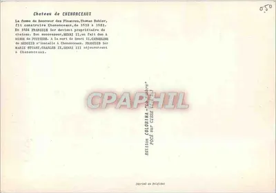 Zamek w Chenonceaux — widok na Loarę — wydawnictwo Colorina — Rewers