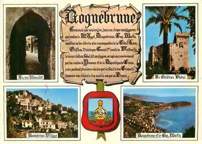 Roquebrune-Cap-Martin — Vista do castelo feudal, da rua Moncollet e do vilarejo — Edições S.F.P.T.