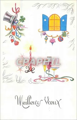 Carta de boas-vindas — motivos festivos — M.D. Paris