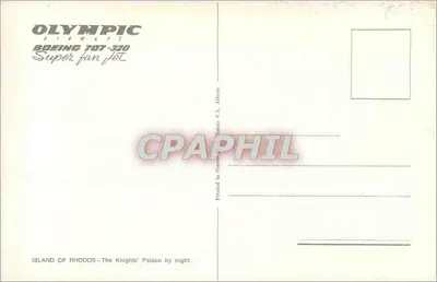Rhodos - Pałac Rycerzy w nocy — Olympic Airways — Rewers